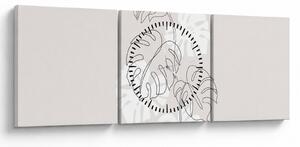 Kép - Vonalkép monstera N⁰3 (órával) (90x30 cm)