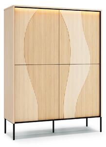 Könyvespolc Elinolo 101, Ajtókkal, Zárt, Közepes sűrűségű farostlemez, Laminált forgácslap, 148x112x40cm, Tölgy, Fekete