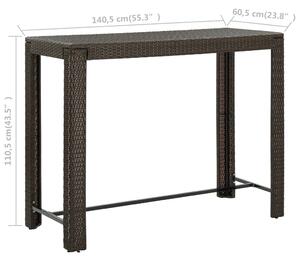 VidaXL barna polyrattan kerti bárasztal 140,5 x 60,5 x 110,5 cm