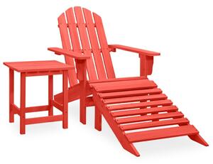 VidaXL piros tömör fenyőfa adirondack szék zsámollyal és asztallal