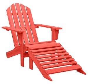 VidaXL piros tömör fenyőfa adirondack szék zsámollyal és asztallal