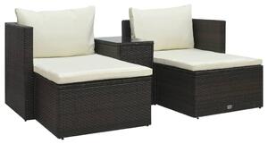 VidaXL 5-részes barna polyrattan kerti ülőgarnitúra párnákkal