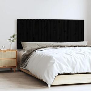 Fekete tömör fenyőfa fali fejtámla 147 x 3 x 60 cm