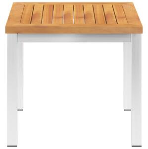 VidaXL tömör akácfa és rozsdamentes acél kerti kisasztal 45x45x38 cm