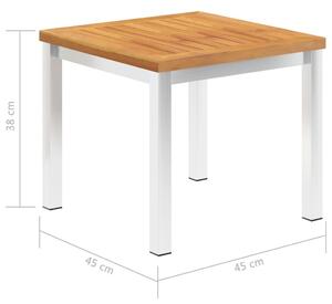 VidaXL tömör akácfa és rozsdamentes acél kerti kisasztal 45x45x38 cm