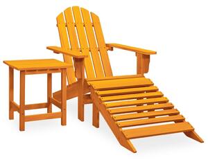 VidaXL narancs tömör fenyőfa adirondack szék zsámollyal és asztallal