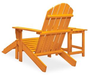 VidaXL narancs tömör fenyőfa adirondack szék zsámollyal és asztallal