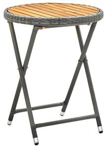 VidaXL szürke polyrattan és tömör akácfa teázóasztal 60 cm
