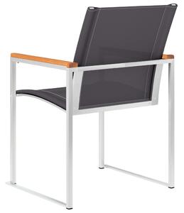VidaXL 4 db szürke textilén és rozsdamentes acél kerti szék