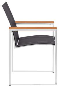 VidaXL 4 db szürke textilén és rozsdamentes acél kerti szék