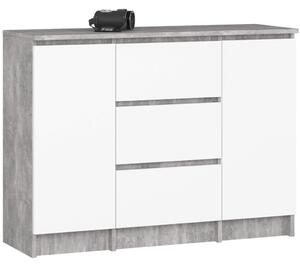AKORD K100 Modern Komód Laminált Beton-Fehér
