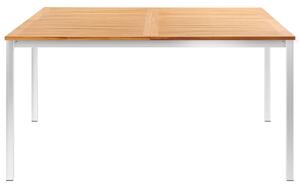 VidaXL tömör tíkfa és rozsdamentes acél kerti étkezőasztal 150x150x75cm