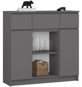 AKORD K100 Modern Komód Laminált Grafit-Szürke 6 Polcos