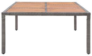 VidaXL szürke polyrattan és akácfa kerti asztal 200 x 150 x 74 cm