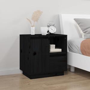 VidaXL 2 db fekete tömör fenyőfa éjjeliszekrény 50 x 34 x 50 cm