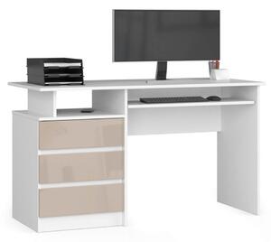 AKORD CLP 135 Modern Íróasztal Fehér-Cappuccino Magasfényű