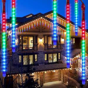 Karácsonyi dekoráció, 8 jégcsap alak, 288 többszínű LED, 45 cm-es csövek, beltéri/kültéri, IP44, hossza 2.3 m