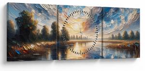 Kép - Napfestmény a víz felett (órával) (90x30 cm)