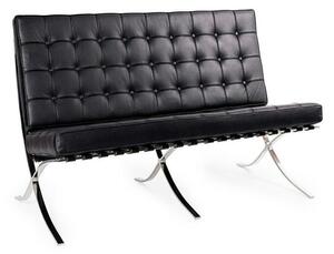 King Home Barcelon Prestige Plus Kétszemélyes Bőrkanapé Fekete