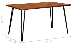 VidaXL tömör akácfa kerti asztal hajtű lábakkal 140 x 80 x 75 cm