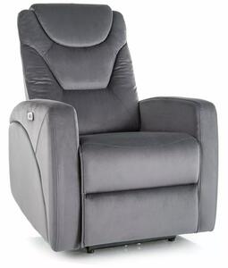 Kronos Velvet Elektromos Relaxációs Fotel USB Csatlakozóval Szürke