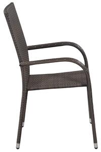 VidaXL 2 db barna polyrattan rakásolható kültéri szék