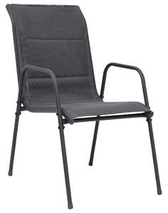 VidaXL 6 db antracitszürke rakásolható acél és textilén kerti szék