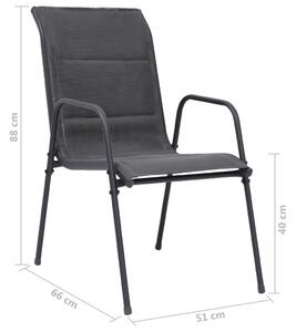 VidaXL 4 db antracitszürke rakásolható acél és textilén kerti szék