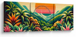 Kép - Színes naplemente (órával) (90x30 cm)