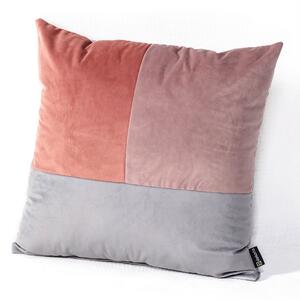 Négyzet alakú patchwork párna rózsaszín-szürke-lila