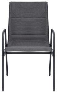VidaXL 2 db antracitszürke rakásolható acél és textilén kerti szék