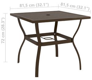 VidaXL barna acél kerti asztal 81,5 x 81,5 x 72 cm