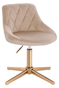 HR1054CROSS Latte modern velúr szék arany lábbal