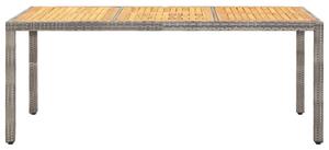 VidaXL szürke polyrattan és akácfa kerti asztal 190 x 90 x 75 cm