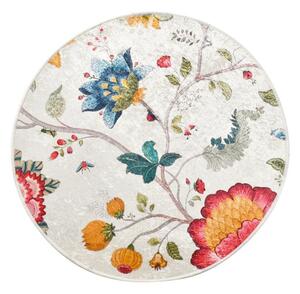 Szürke bársony fürdőszobai kilépő ø 100 cm Vintage Flower – Foutastic