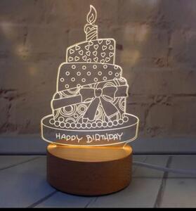 3D figurás LED lámpa, 7 színű éjjeli lámpa torta