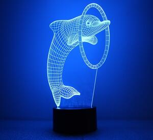 3D figurás LED lámpa, 7 színű éjjeli lámpa delfin