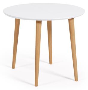 Fehér kerek bővíthető étkezőasztal fehér asztallappal ø 90 cm Oqui – Kave Home