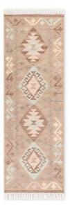 Világoskék-bézs kétoldalas kézi szövésű gyapjú futószőnyeg 60x190 cm Kamal Dune – Nouristan