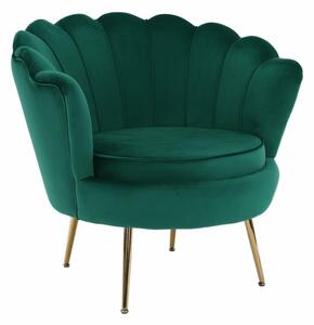 Fotel Art-deco stílusban, smaragd Velvet anyag/gold króm-arany, NOBLIN