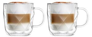 Üveg bögre szett 2 db-os cappucinóhoz-duplafalú 330 ml Geo – Vialli Design