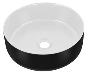 Eros SIMPLE 8 - PULTRA ültethető - Top Counter - porcelán mosdó- MATT FEKETE/FEHÉR - 36 x 36 x 13 cm