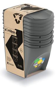 Sortibox 4 Darabos Szelektív Hulladékgyűjtő Rendszer Szett 4x25l Kőszürke