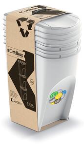 Sortibox 3 Darabos Szelektív Hulladékgyűjtő Rendszer Szett 3x35l Szürke