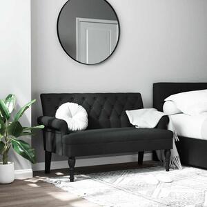 Fekete szövetpad háttámlával 120 x 62 x 75,5 cm