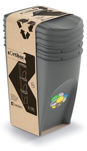 Sortibox 3 Darabos Szelektív Hulladékgyűjtő Rendszer Szett 3x35l Kőszürke