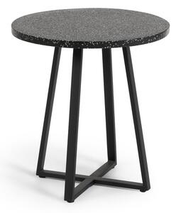 Tella fekete kerti asztal kő asztallappal, ø 70 cm - Kave Home