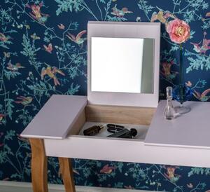 LILLO fésülködőasztal tükörrel - 65x35cm Fehér lábak / Rózsaszín