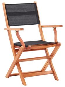 VidaXL 4 db fekete eukaliptuszfa és textilén összecsukható kerti szék