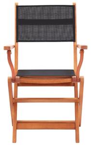 VidaXL 2 db fekete eukaliptuszfa és textilén összecsukható kerti szék